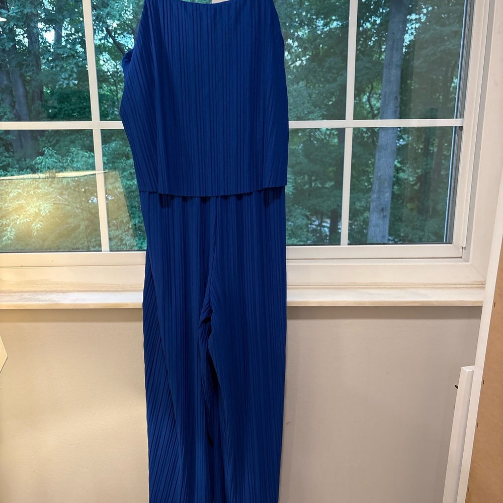 MNG Mango Royal Blue Pleated Two Piece Set Size M NWT